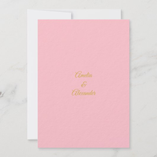 Elegante roze en gouden marmeren save-the-datekaar kaart (Achterkant)