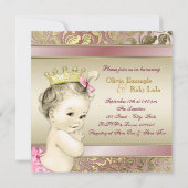 Elegante roze en gouden meisjes Tea Party Baby sho Kaart (Achterkant)