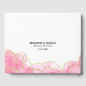 Elegante roze en gouden moderne trouw  gastenboek (Achterkant)