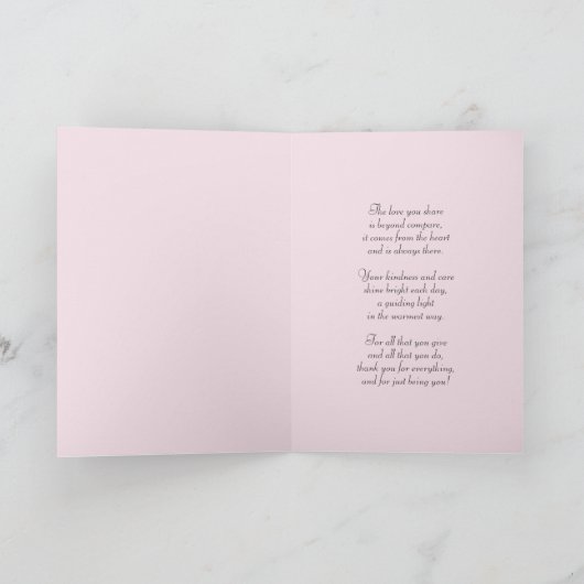 Elegante roze en gouden Moederdag Kaart (Binnen)