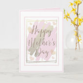 Elegante roze en gouden Moederdag Kaart (Gele Bloem)