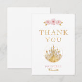 Elegante roze en gouden prinses bedankkaart (Voorkant / Achterkant)