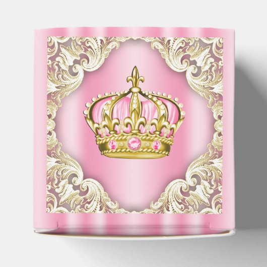 Elegante roze en gouden prinses kroon bedankdoosjes (Bovenkant)