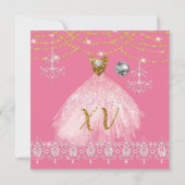 Elegante roze en gouden Quinceañera Kaart (Achterkant)