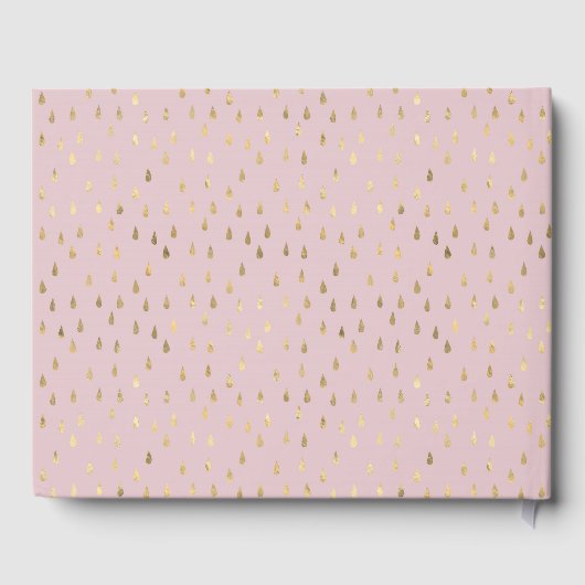 Elegante roze en gouden regendruppels Bat Mitzvah Gastenboek (Achterkant)