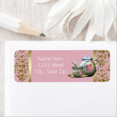 Elegante roze en gouden theepot Adresetiketten Etiket (Insitu)