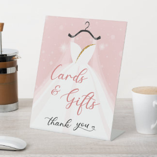 Elegante roze en gouden trouwjurk Kaarten & gesche Reclamebord Met Voetstuk