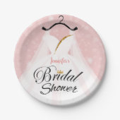 Elegante roze en gouden trouwjurk Vrijgezellenfees Papieren Bordje (Voorkant)