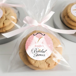 Elegante roze en gouden trouwjurk Vrijgezellenfees Ronde Sticker