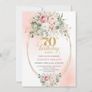 Elegante Roze en Gouden Uitnodiging voor 70e Verja