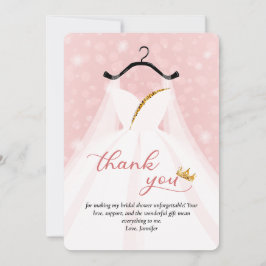 Elegante roze en gouden Vrijgezellenfeesten trouwj Bedankkaart