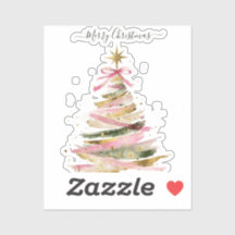 Elegante roze en gouden waterverf kerstboom