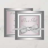 Elegante roze en grijze babymeisjesdouche kaart (Voorkant / Achterkant)