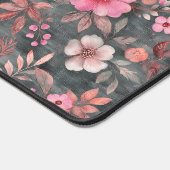 Elegante roze en grijze bloemige patroonmat bureaumat (Hoek)
