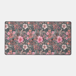 Elegante roze en grijze bloemige patroonmat bureaumat