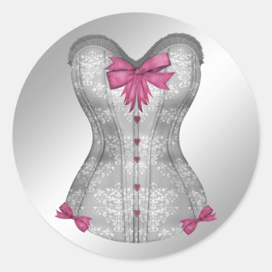 Elegante Roze en Grijze Corset Stickers (Voorkant)