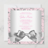 Elegante roze en grijze doop kaart (Achterkant)