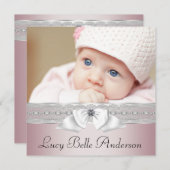 Elegante roze en grijze geboorteaankondigingen aankondiging (Voorkant / Achterkant)