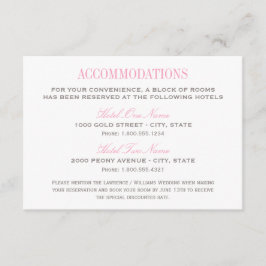 Elegante Roze en Grijze Huwelijksaccommodaties Informatiekaartje