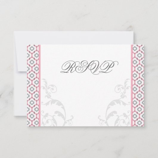 Elegante roze en grijze tuinbruiloft uitnodigingen (Voorkant)