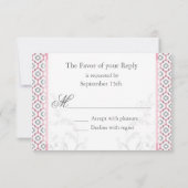 Elegante roze en grijze tuinbruiloft uitnodigingen (Achterkant)