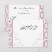 Elegante roze en grijze tuinbruiloft uitnodigingen (Voorkant / Achterkant)