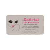 Elegante Roze en Grijze Wimper Extentie Schoonheid Etiket (Voorkant)