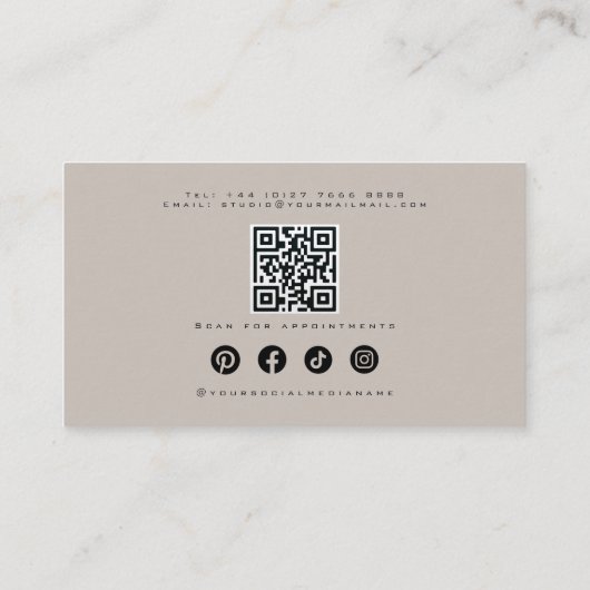 Elegante Roze en Grijze Wimper Extentie Schoonheid Visitekaartje (Achterkant)