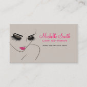 Elegante Roze en Grijze Wimper Extentie Schoonheid Visitekaartje (Voorkant)