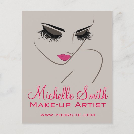 Elegante roze en grijze wimperuitbreiding schoonhe flyer (Voorkant)