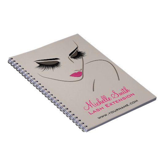 Elegante roze en grijze wimperuitbreiding schoonhe notitieboek (Rechterzijde)