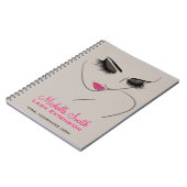 Elegante roze en grijze wimperuitbreiding schoonhe notitieboek (Linkerzijde)