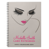 Elegante roze en grijze wimperuitbreiding schoonhe notitieboek (Voorkant)