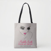Elegante roze en grijze wimperuitbreiding schoonhe tote bag (Voorkant)