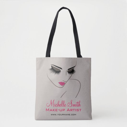 Elegante roze en grijze wimperuitbreiding schoonhe tote bag (Voorkant)