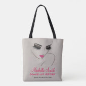 Elegante roze en grijze wimperuitbreiding schoonhe tote bag (Achterkant)