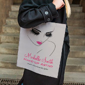 Elegante roze en grijze wimperuitbreiding schoonhe tote bag