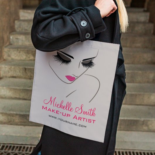 Elegante roze en grijze wimperuitbreiding schoonhe tote bag