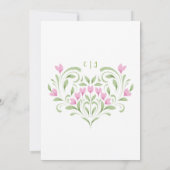 Elegante roze en groene bloemen bruiloft uitnodigi kaart (Achterkant)