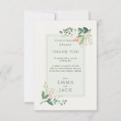 Elegante roze en groene Bloemen Huwelijk Bedankt (Voorkant)