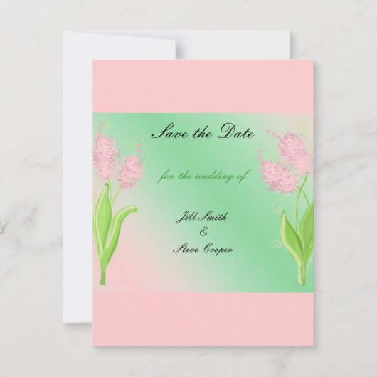 Elegante Roze en Groene Bloemige Bewaar de Datum Save The Date (Voorkant)