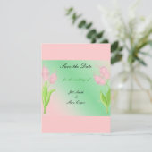 Elegante Roze en Groene Bloemige Bewaar de Datum Save The Date (Staand voorkant)