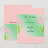 Elegante Roze en Groene Bloemige Bewaar de Datum Save The Date (Voorkant / Achterkant)