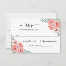 Elegante Roze en Groene Bloemige Waterverf Bruilof