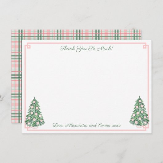 Elegante Roze en Groene Chinoiserie Bruidsdouche Bedankkaart (Voorkant / Achterkant)