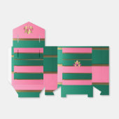 Elegante roze en groene monogram bedankdoosjes (Uitgevouwen)