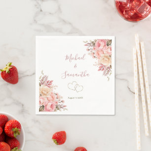 Elegante Roze en Ivoor Kleuren Bruiloft Servet