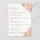 Elegante roze en ivoor Roos Spring Wedding Informatiekaartje (Voorkant)