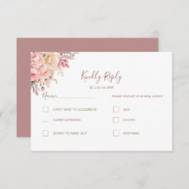 Elegante roze en ivoor Roos Spring Wedding RSVP Kaartje