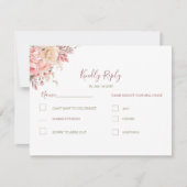 Elegante roze en ivoor Roos Spring Wedding RSVP Kaartje (Voorkant)